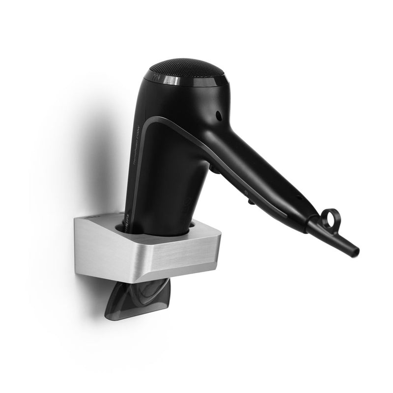 hochwertige Föhnhalterung in den Farben Silber, Grau, Schwarz