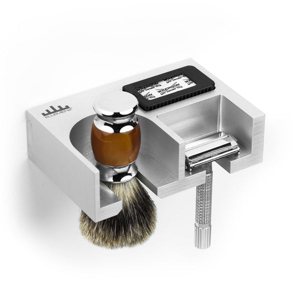 hochwertiger Rasiergerätehalter in den Farben Silber, Grau, Schwarz